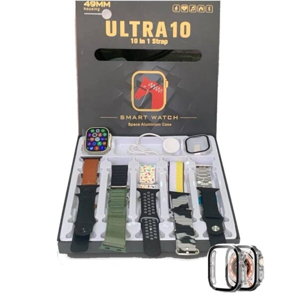 Ultra 10 Smart Watch 10 in 1 Straps Smart Watch With Protector case 49mm HD Display Wireless Charging Bluetooth Sports Fitness Health (Touch Watch) - Image 3